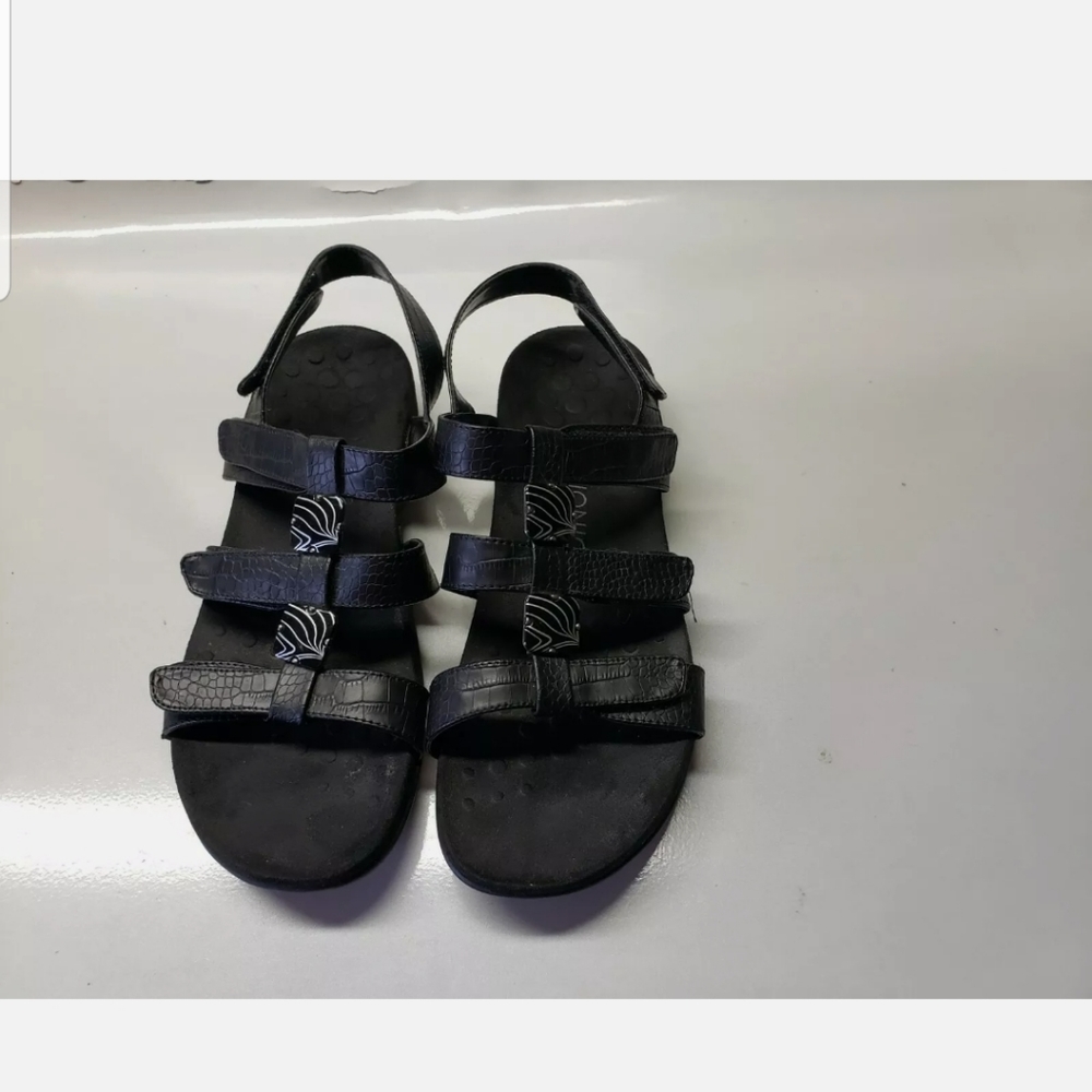 Vionic Sandals Size 10 Women's Amber Adjustable Orthaheel Black Comfort Shoes - Picture 2 of 9